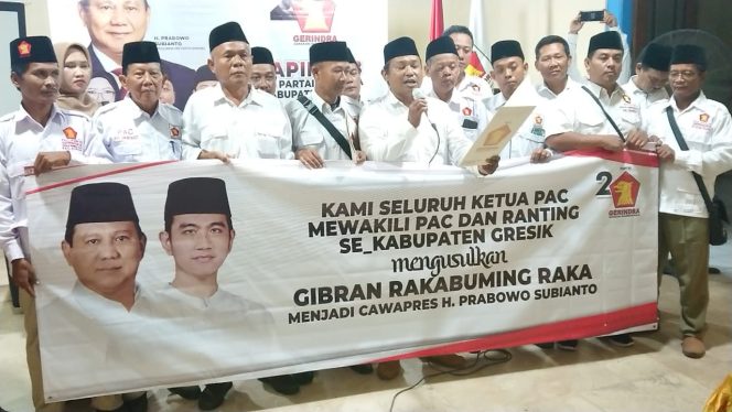
					Berharap Indonesia Bersatu, DPC Gerindra Gresik Usulkan Gibran Cawapres Prabowo